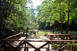 Enota RV sites are on the stream and have large wooden decks